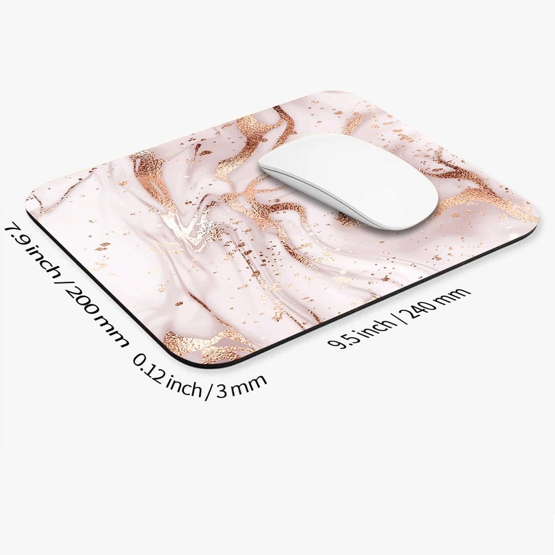Armanza Square Mouse Pad Rose Gold Marble  Personalized Premium-Textured Custom Mouse Mat Design  Washable Mousepad Cloth  Non-Slip Rubber Base Computer Mouse Pads for Wireless Mouse - Image 2